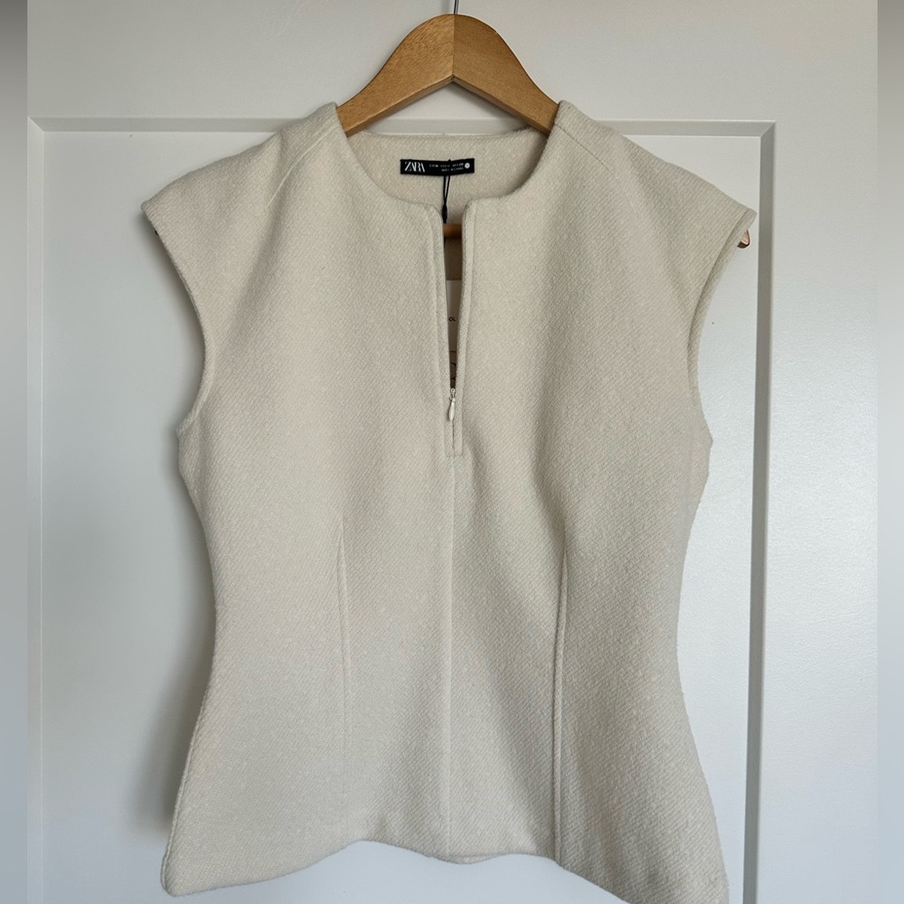 Zara Off-White Wool Blend Top